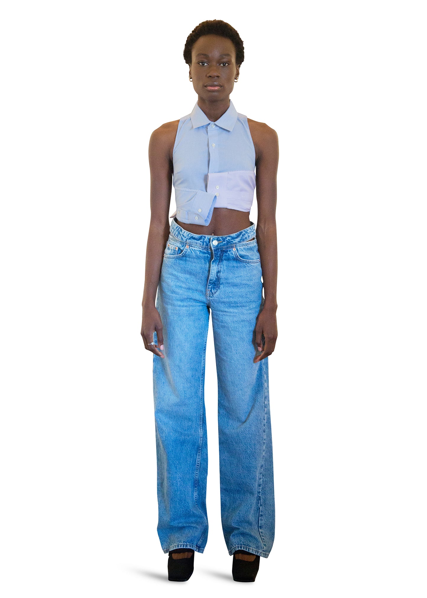HUG TOP BLUE AND DUSTY PINK