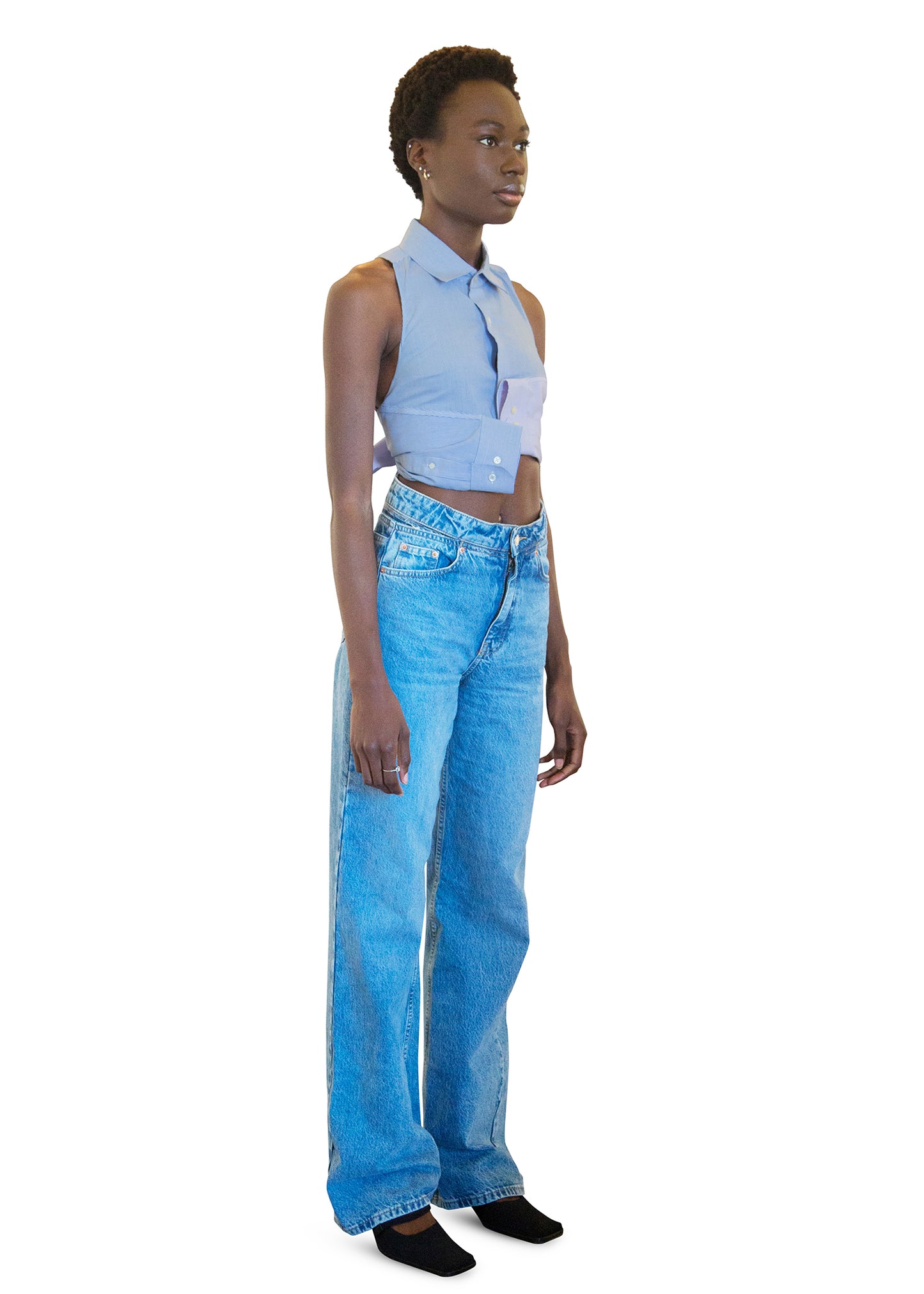 HUG TOP BLUE AND DUSTY PINK