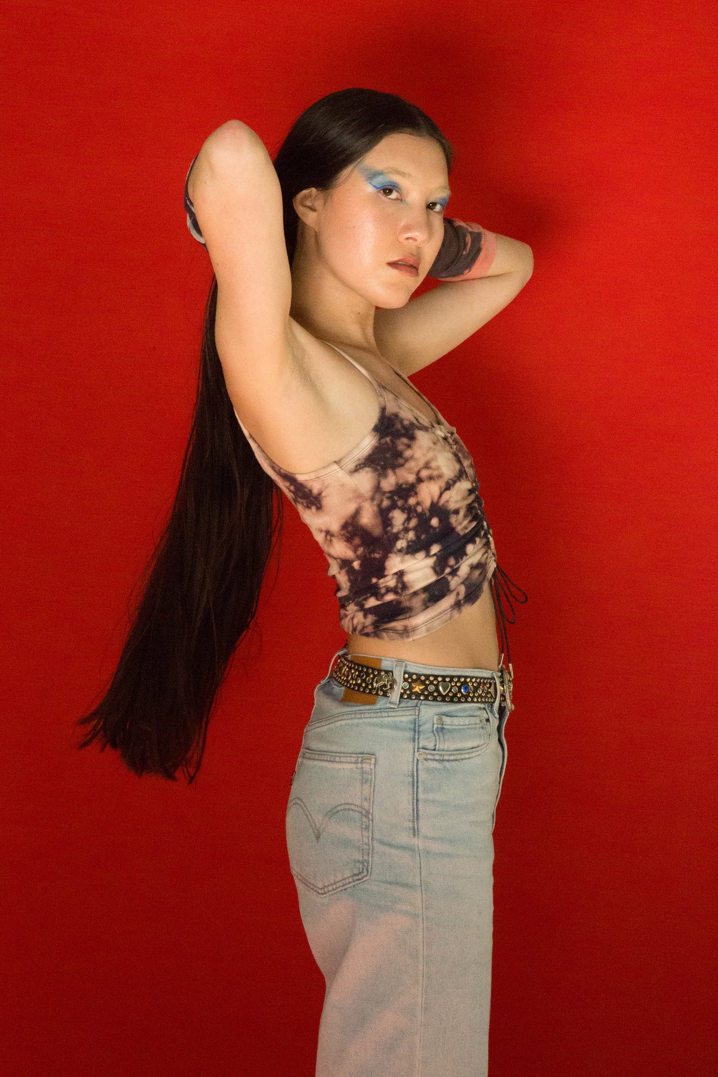 CLOUDS RUCHED TANK - COOL